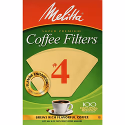 Melitta 624602#4 8 To 12 Cup Natural Brown Cone Coffee Filters 100 Count