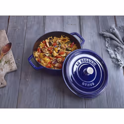 Staub Cast Iron 4-qt Round Cocotte - Dark Blue  Made in France
