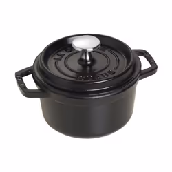 STAUB Cast Iron Dutch Oven 0.75-qt Round Cocotte Made in France Serves 1 Matte Black