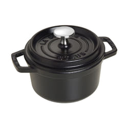 STAUB Cast Iron Dutch Oven 0.75-qt Round Cocotte  Made in France  Serves 1  Matte Black