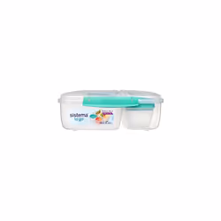 Sistema To Go Triple Split Lunch Box with Yoghurt Pot | 2L Air-Tight and Stackable Food Storage Container | BPA-Free | Assorted Colours