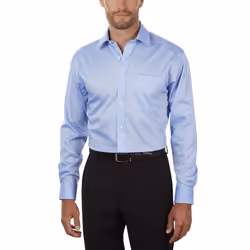 Tommy Hilfiger Men's Dress Shirt Regular Fit Non Iron Solid  Blue  18""