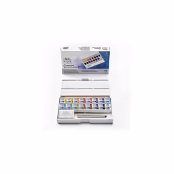 Winsor & Newton Cotman Watercolour Paint Set, Deluxe Sketchers' Pocket Box with 16 x Half Pans with Brush, Putty Rubber and P ...