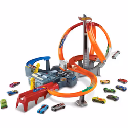 Hot Wheels Toy Car Track Set Spin Storm 3 Intersections for Crashing & Motorized Booster 1:64 Scale Car (Amazon Exclusive)