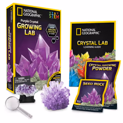 NATIONAL GEOGRAPHIC Purple Crystal Growing Lab - DIY Crystal Creation - Includes Real Amethyst Crystal Specimen