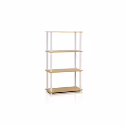 Furinno Turn-N-Tube 4-Tier Multipurpose Shelf Display Rack, Beech & White - 43.25 x 23.6 x 11.6 in.