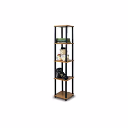 Furinno Turn-N-Tube 5-Tier Corner Square Rack Display Shelf, Light Cherry & Black - 57.7 x 11.6 x 11.6 in.
