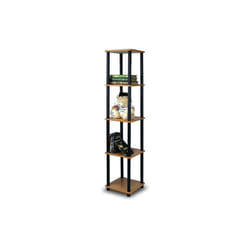 Furinno Turn-N-Tube 5-Tier Corner Square Rack Display Shelf, Light Cherry & Black - 57.7 x 11.6 x 11.6 in.
