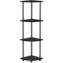 Furinno 4-Tier Corner Display Rack Bookcase Shelving Unit, Wood, Black and Grey, one size