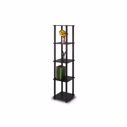 Furinno Turn-N-Tube 5-Tier Corner Square Rack Display Shelf, Espresso & Black - 57.7 x 11.6 x 11.6 in.