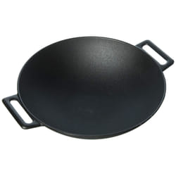 Jim Beam 12'' Pre Seasoned Heavy Duty Construction Cast Iron Grilling Wok  Griddle and Stir Fry Pan