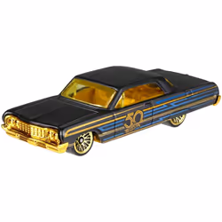 New 1:64 Hot Wheels 50th Anniversary Black & Gold Collection - Bone Shaker  Twin Mill  Rodger Dodger  Dodge Dart  Impala & Ford Ranchero Set of 6pcs D