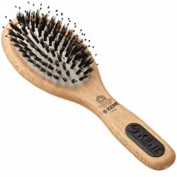 Kent PF02 Small Cushion Detangler Brush - Boar Bristle & Nylon Mix for Smoothing and Straightening Oval Wood Paddle for Mediu ...
