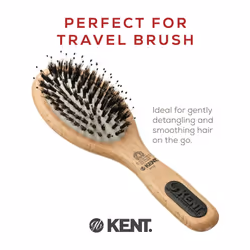 Kent PF02 Small Cushion Detangler Brush - Boar Bristle & Nylon Mix for Smoothing and Straightening Oval Wood Paddle for Medium to Long Hair