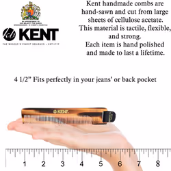 Kent NU22 Handmade Pocket Comb for Men  All Fine Tooth Hair Comb Straightener for Everyday Grooming Styling Hair  Beard and Mustache  Use Dry or with