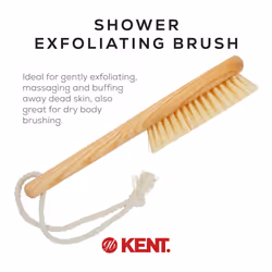 KENT FD6 9 Beechwood Wood Short Handle Shower Bath Body Brush. for Skin Exfoliate & Massage. 100% White Boar Bristles. Best Body  Foot and Leg Scrubbe