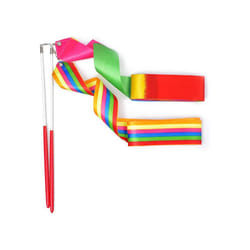 HUIANER Dance Ribbons Streamers Rhythmic Gymnastic Ribbon Wands Rods for Children Art Dances  Baton Twirling  2 Pieces