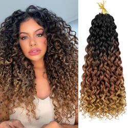 7 Packs GoGo Curl Crochet Hair 18 Inch Long Curly Crochet Hair for Women Beach Curl Water Wave Deep Twist Crochet Braids Synthetic Braiding Hair Exten
