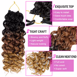 7 Packs GoGo Curl Crochet Hair 18 Inch Long Curly Crochet Hair for Women Beach Curl Water Wave Deep Twist Crochet Braids Synthetic Braiding Hair Exten
