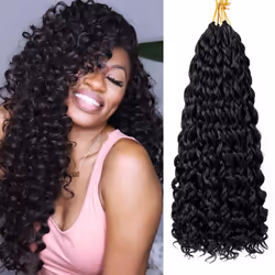 7 Packs GoGo Curl Crochet Hair 18 Inch Long Curly Crochet Hair for Women Beach Curl Water Wave Deep Twist Crochet Braids Synt ...