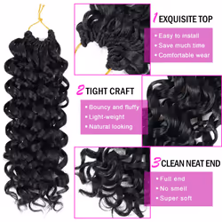 7 Packs GoGo Curl Crochet Hair 18 Inch Long Curly Crochet Hair for Women Beach Curl Water Wave Deep Twist Crochet Braids Synthetic Braiding Hair Exten