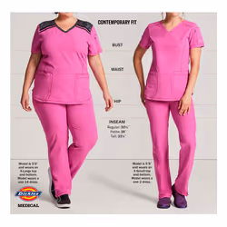 Dickies EDS Essentials Scrubs  V-Neck Womens Tops with Four-Way Stretch and Moisture Wicking DK615  XS  Olive