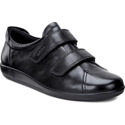 Ecco Soft 2.0 Womens Ladies Hook & Loop Leather Shoes Trainers - Black Black, UK 6.5-7 / EU 40