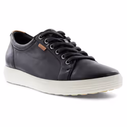 Ecco Womens Soft 7 W Soft Comfy Lace-Up Lightweight Leather Trainers - UK 6.5-7, Black