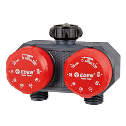 Eden 25124 2Zone Mechanical Watering Timer  Red  Grey