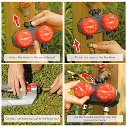 Eden 25124 2Zone Mechanical Watering Timer  Red  Grey