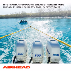 Airhead Heavy Duty Tow Harness for 1-4 Rider Towable Tubes  Water Skis  Wakesurf Boards and Wakeboards  12-Feet Black