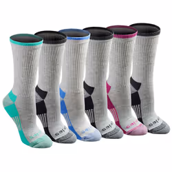 Dickies Women's Dri-Tech Essential Moisture Control Crew Socks  Available in S-XL (6  12  Grey Assorted (6 Pairs)  Small