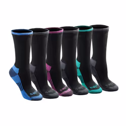 Dickies Women's Dri-Tech Essential Moisture Control Crew Socks  Available in S-XL (6  12  Black Assorted (6 Pairs)  Large