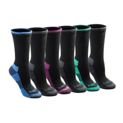 Dickies Women's Dri-Tech Essential Moisture Control Crew Socks  Available in S-XL (6  12  Black Assorted (6 Pairs)  Large