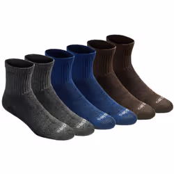 Dickies Men's Dri-Tech Moisture Control Quarter Socks Available in M-XXL (6 12 18 Grey/Blue/Brown (6 Pairs) X-Large