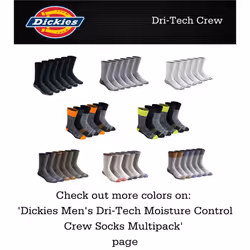 Dickies Men's Dri-Tech Moisture Control Crew Socks Multipack  Essentia