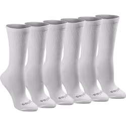 Dickies Women's Dri-Tech Essential Moisture Control Crew Socks  Available in S-XL (6  12  White Solid (6 Pairs)  Medium