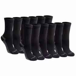 Dickies Women's Dri-Tech Essential Moisture Control Crew Socks  Available in S-XL (6  Black Solid (12 Pairs)  Medium