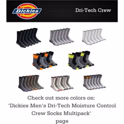 Dickies Men's Dri-Tech Essential Moisture Control Crew Socks Multipack