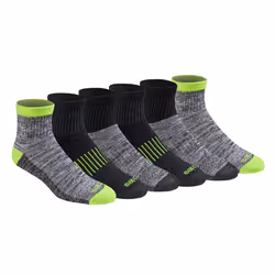 Dickies Men's Dri-Tech Moisture Control Quarter Socks Available in M-XXL (6 12 18 Hi-Vis Yellow Black (6 Pairs) Medium