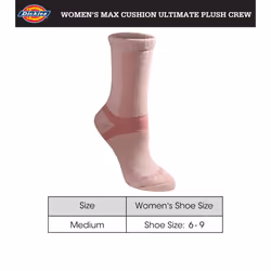 Dickies Women's Max Cushion Non-Binding Crew Socks  Available in 3  Pi