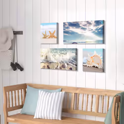 ARTISTIC PATH Beach Scene Canvas Wall Art: Large Shoreline Artwork Painting Print for Wall Decor (Overall 36 W x 24 H MultiSized)
