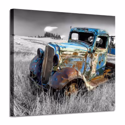 ARTISTIC PATH Rusty Car Canvas Wall Art: Old Truck Pictures Paintings Print on Canvas Artwork for Bedrooms (24 W x 18 H Multi ...