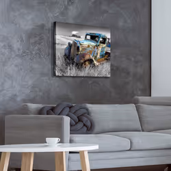 ARTISTIC PATH Rusty Car Canvas Wall Art: Old Truck Pictures Paintings Print on Canvas Artwork for Bedrooms (24 W x 18 H MultiSized)