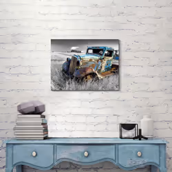 ARTISTIC PATH Rusty Car Canvas Wall Art: Old Truck Pictures Paintings Print on Canvas Artwork for Bedrooms (24 W x 18 H MultiSized)