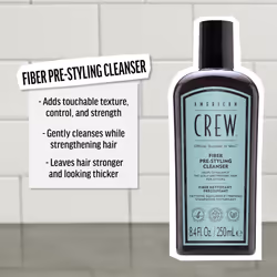 AMERICAN CREW Men's Pre-Styler Fiber Shampoo for Damaged & Fine Hair  Strengthening Shampoo  Adds Thickness & Shine  Vegan  8.4 fl oz