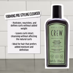 AMERICAN CREW Men's Pre-Styler Forming Shampoo for Textured & Curly Hair  Anti-Frizz & Curl Defining  With Jojoba Oil  Vegan  8.5 fl oz