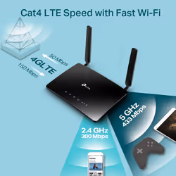 TP-Link Archer MR200 wireless router Fast Ethernet Dual-band (2.4 GHz / 5 GHz) 4G Black - Additional view 6