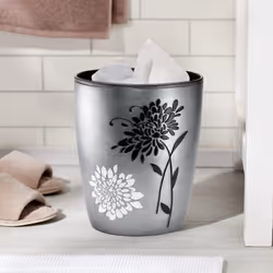 Popular Bath Erica Collection Grey Resin Trash Can  9"" x 6"" x 9.5""
