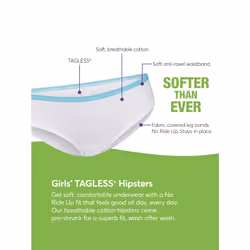 Hanes girls Hanes Girls' 100% Cotton Tagless Panties  Available in 10 and 20 Pack Hipster Panties  Pack - Assorted 1  6 US